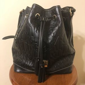 Dooney and Bourke Embossed Large Black Bucket Bag